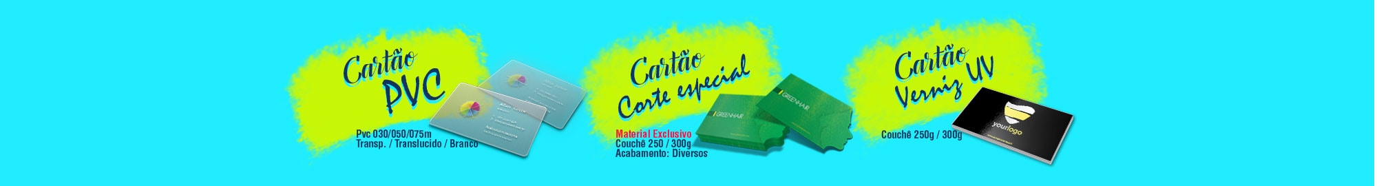 Cartão de Pvc, Cartão Corte especial, Cartão Verniz total e local